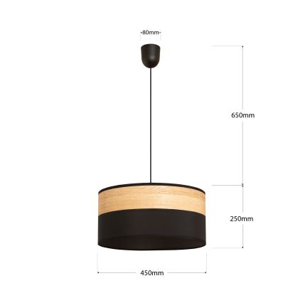Полилей на кабел ALBA 1xE27/15W/230V Ø 45 см черен/кафяв