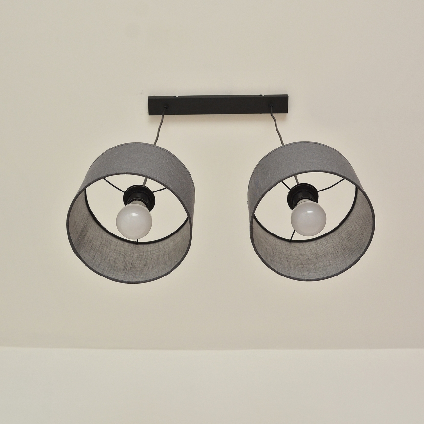 Полилей на кабел ALBA 2xE27/15W/230V, сив