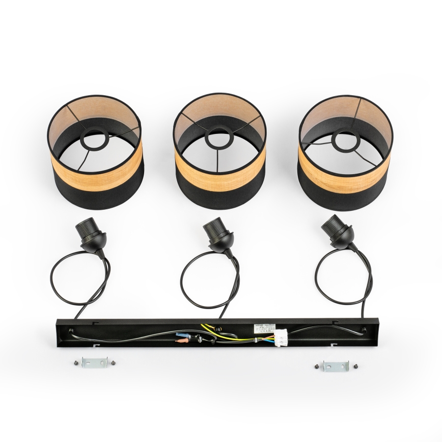 Полилей на кабел ALBA 3xE27/15W/230V черен/кафяв