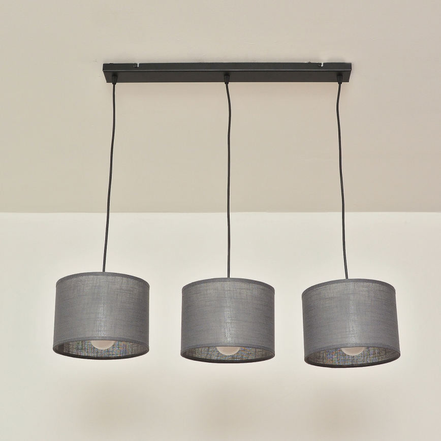 Полилей на кабел ALBA 3xE27/15W/230V, сив