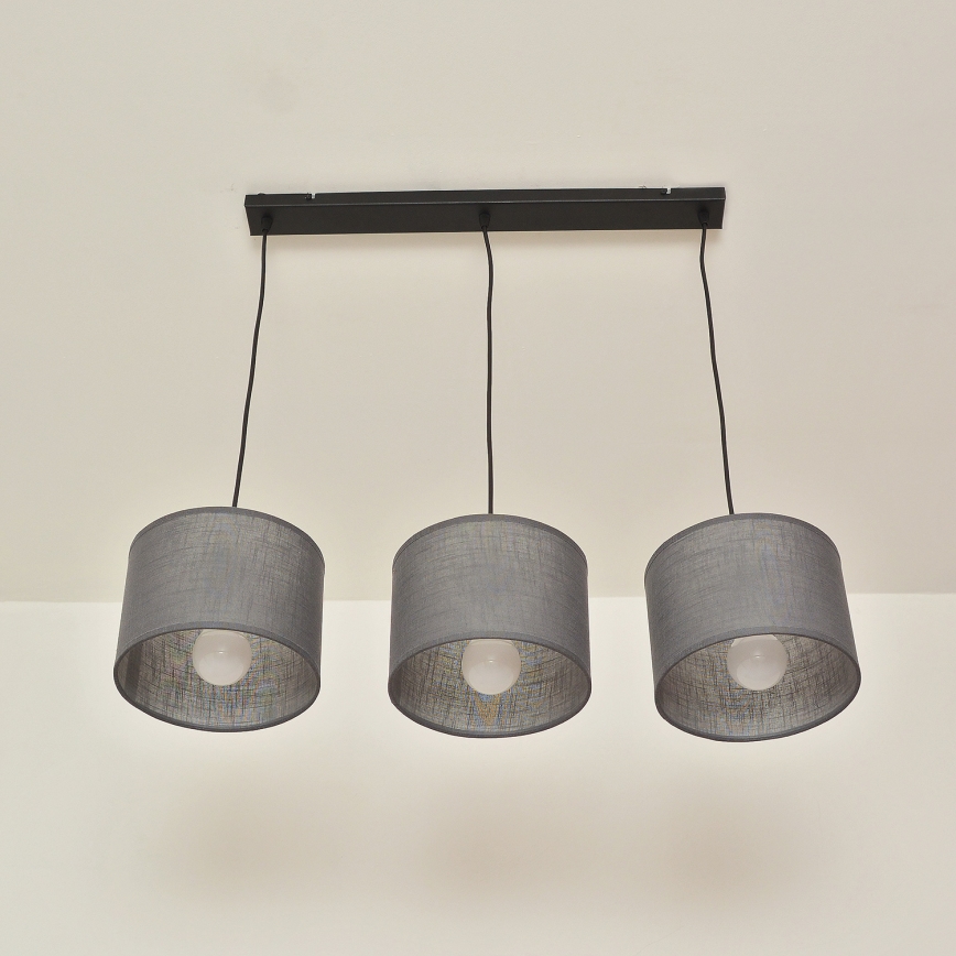 Полилей на кабел ALBA 3xE27/15W/230V, сив