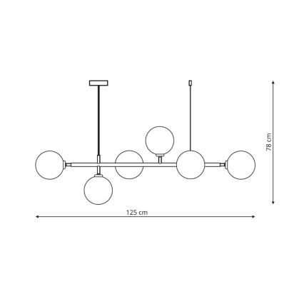 Полилей на кабел ALISA 6xE14/40W/230V черен