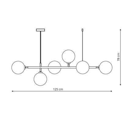 Полилей на кабел ALISA 6xE14/40W/230V златист