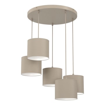 Полилей на кабел ARDEN 5xE27/15W/230V Ø 44 см бежов