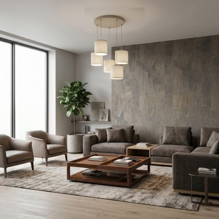 Полилей на кабел ARDEN 5xE27/15W/230V Ø 44 см бежов