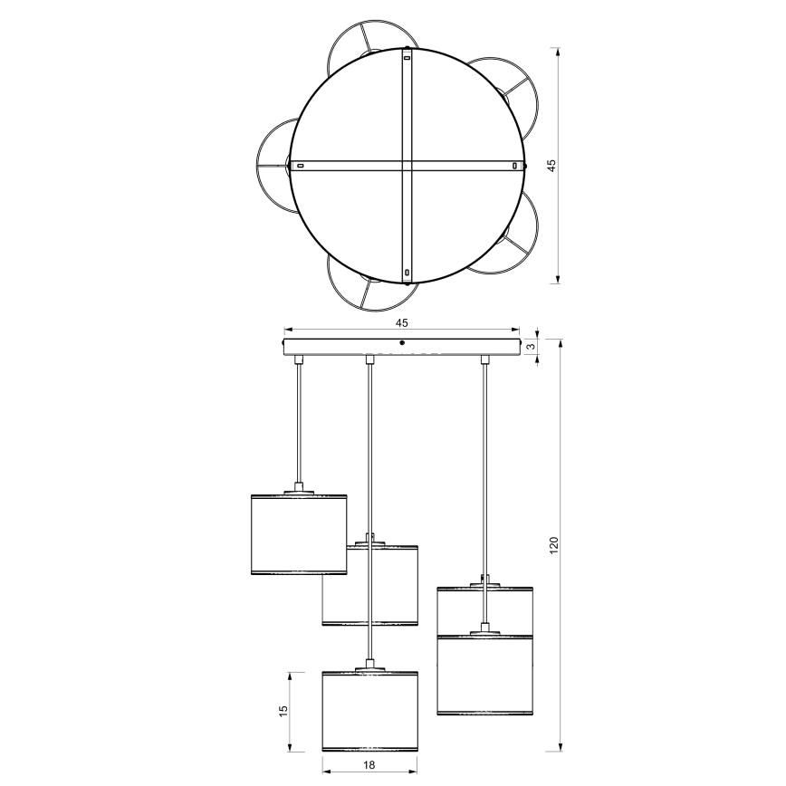 Полилей на кабел ARDEN 5xE27/15W/230V Ø 44 см бежов