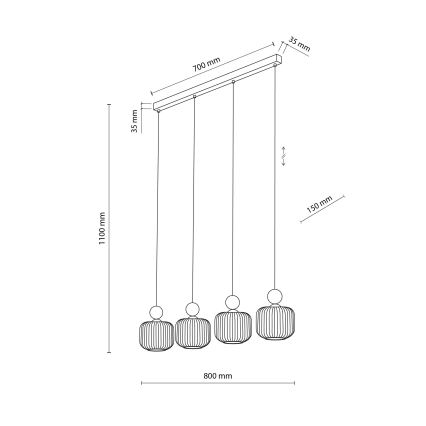 Полилей на кабел BALLO 4xE14/10W/230V бежов