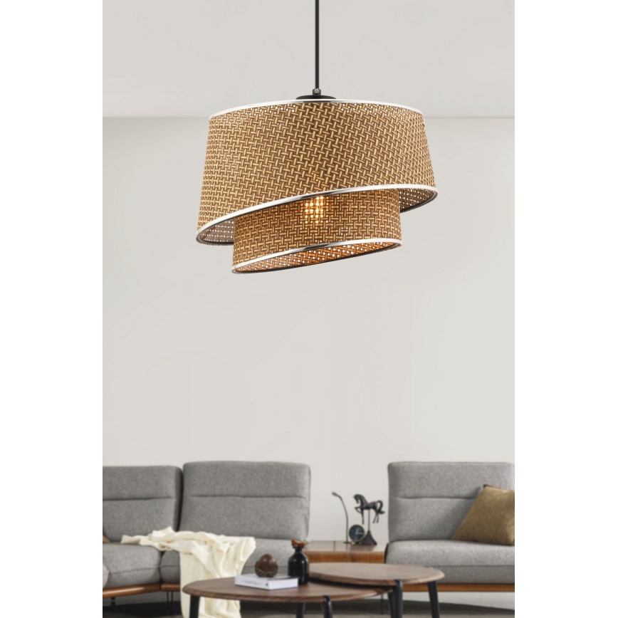 Polилей на кабел BARETTE 1xE27/60W/230V кафяв/лъскав хром