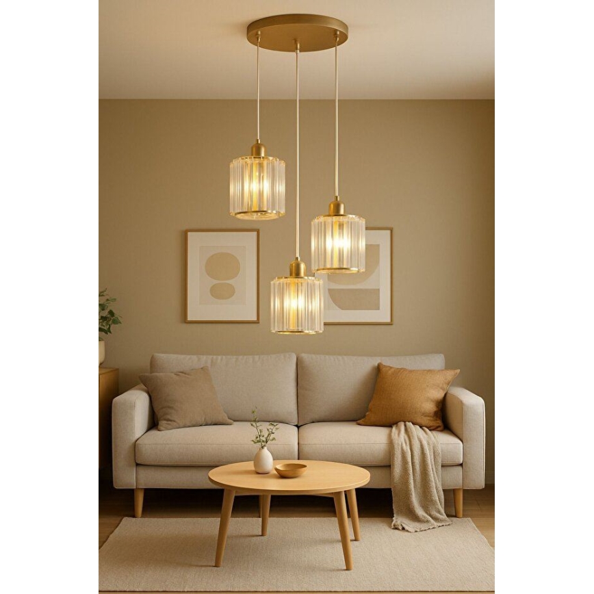 Полилей на кабел BELLA 3xE27/40W/230V златен