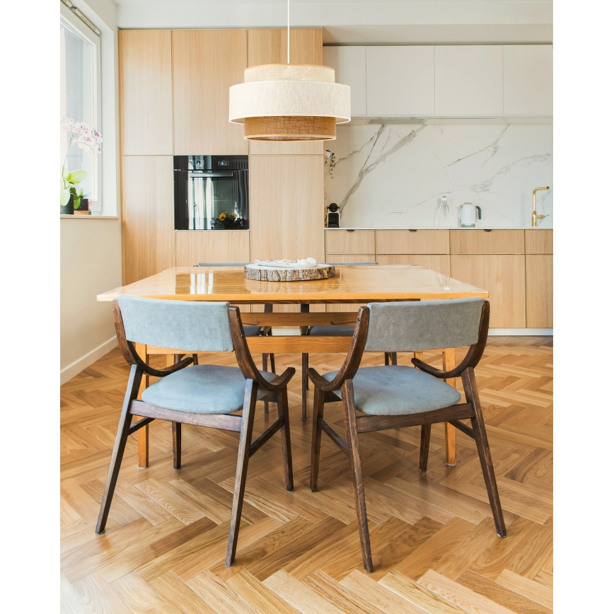 Полилей на кабел BOHO 1xE27/60W/230V, диаметър 40 см, бял/юта