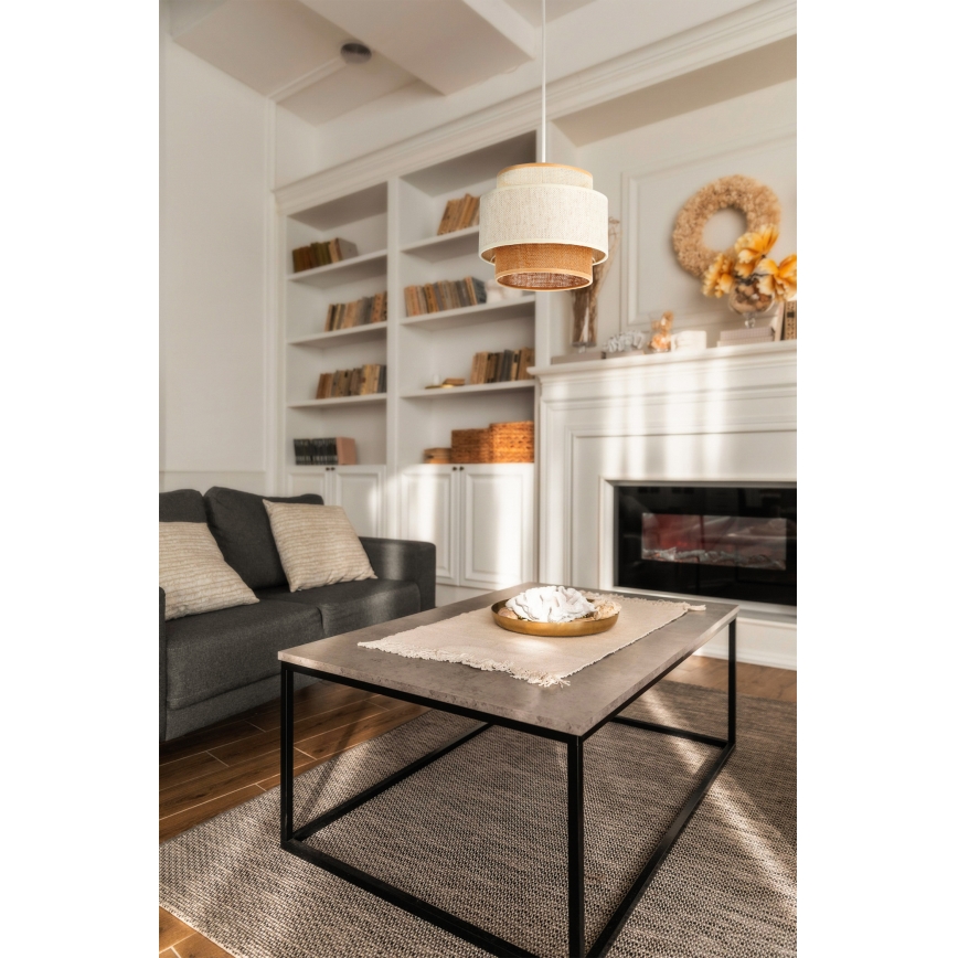 Полилей на кабел BOHO 1xE27/60W/230V Ø 20 см бял/юта