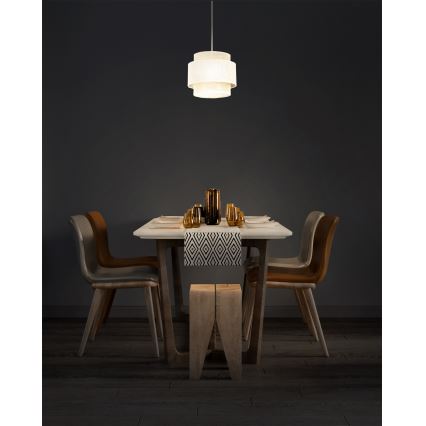 Полилей на кабел BOHO 1xE27/60W/230V Ø20 см крем/юта