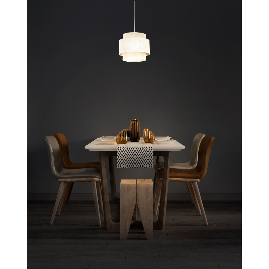 Полилей на кабел BOHO 1xE27/60W/230V Ø20 см крем/юта