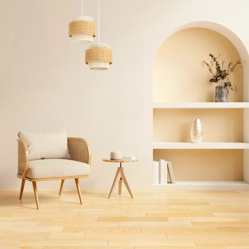 Полилей на кабел BOHO 2xE27/60W/230V джут/кремав