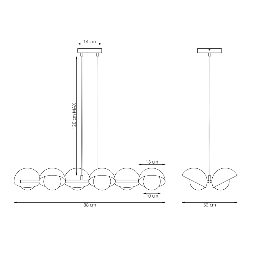 Полилей на кабел BOOM 6xG9/8W/230V черен