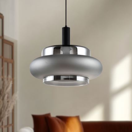 Полилей на кабел BRIZI 1xE27/40W/230V сив/опушен