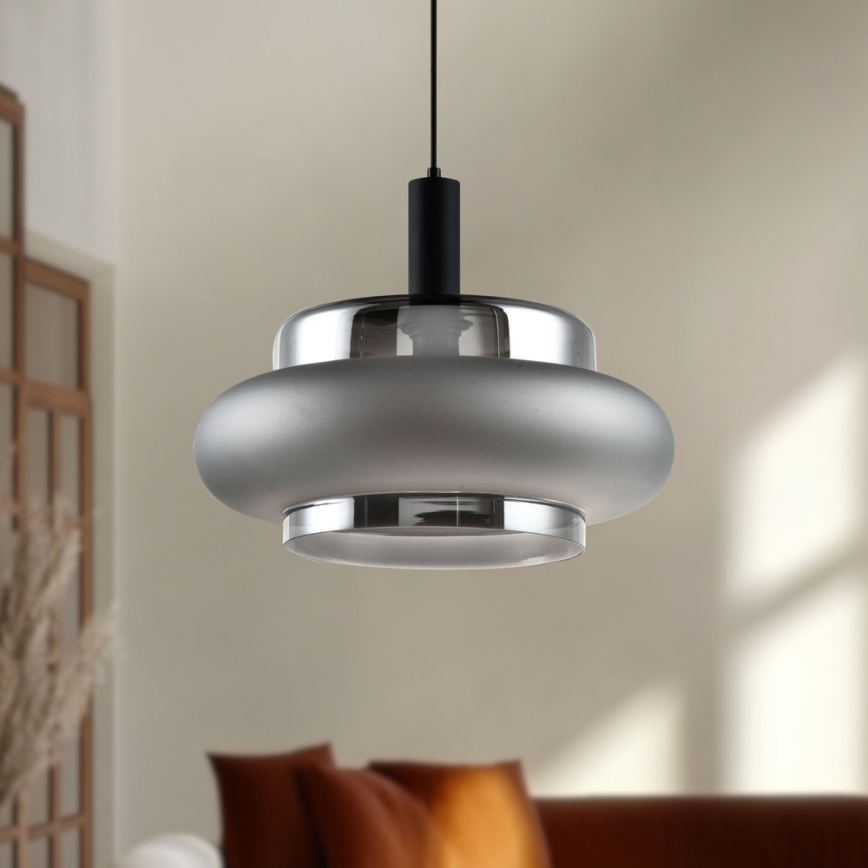 Полилей на кабел BRIZI 1xE27/40W/230V сив/опушен