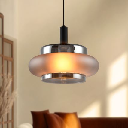 Полилей на кабел BRIZI 1xE27/40W/230V сив/опушен