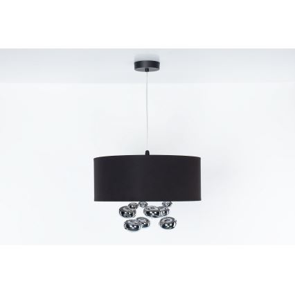 Полилей на кабел BUBBLE 1xE27/60W/230V, диаметър 50 см, черен