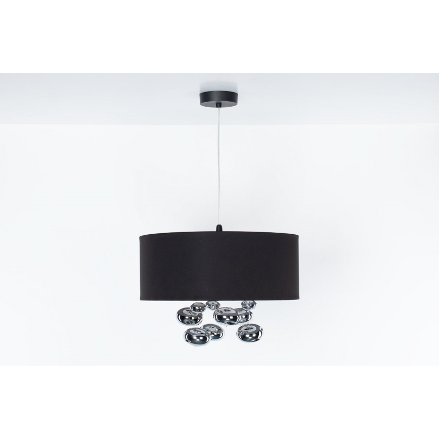 Полилей на кабел BUBBLE 1xE27/60W/230V, диаметър 50 см, черен