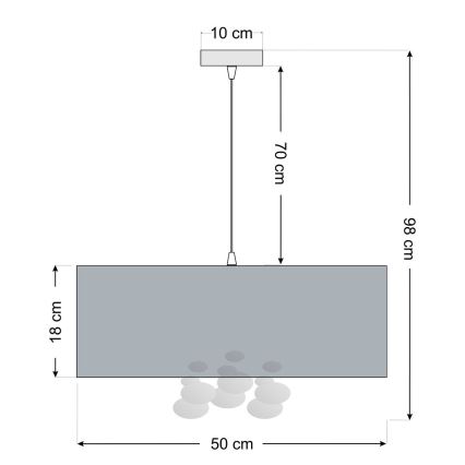 Полилей на кабел BUBBLE 1xE27/60W/230V, диаметър 50 см, черен