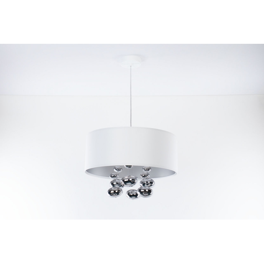 Полилей на кабел BUBBLE 1xE27/60W/230V Ø 40 см бял