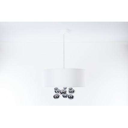 Полилей на кабел BUBBLE 1xE27/60W/230V Ø 40 см бял