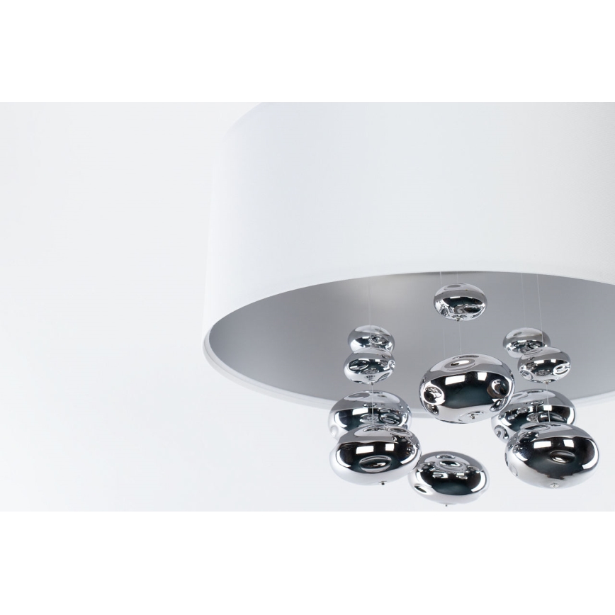 Полилей на кабел BUBBLE 1xE27/60W/230V Ø 40 см бял