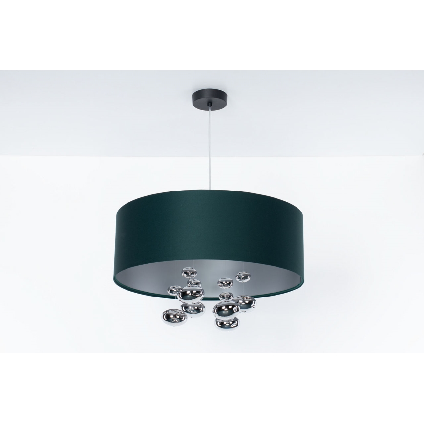 Полилей на кабел BUBBLE 1xE27/60W/230V Ø 40 см, зелен