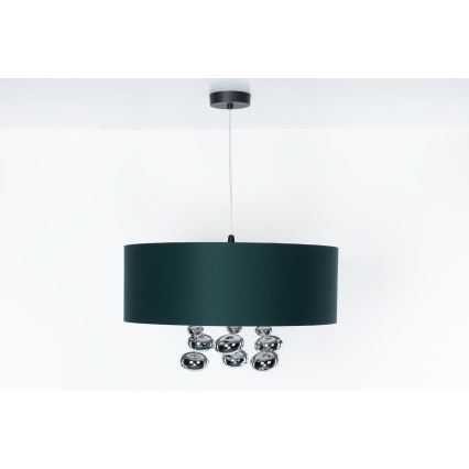 Полилей на кабел BUBBLE 1xE27/60W/230V Ø 40 см, зелен