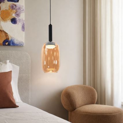 Полилей на кабел BUENO 1xGX53/9W/230V Ø 15 см димчато кафяв