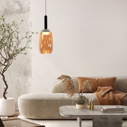 Полилей на кабел BUENO 1xGX53/9W/230V Ø 15 см димчато кафяв