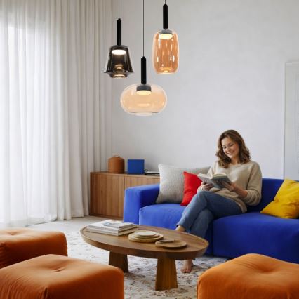 Полилей на кабел BUENO 1xGX53/9W/230V Ø 15 см димчато кафяв