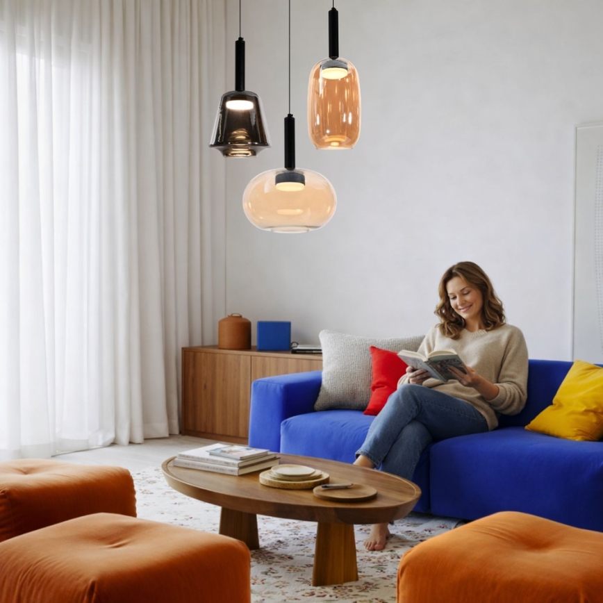 Полилей на кабел BUENO 1xGX53/9W/230V Ø 15 см димчато кафяв