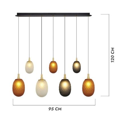 Полилей на кабел CACTUS 7xG9/5W/230V меден/сив/бял