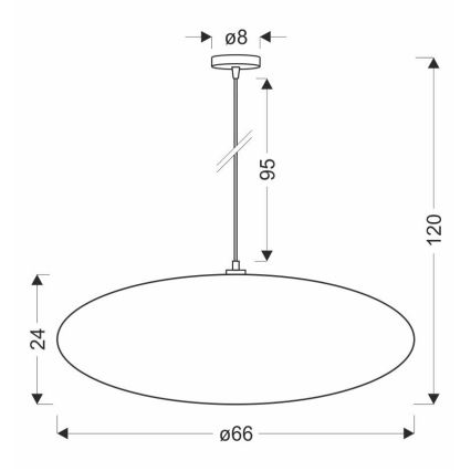 Полилей на кабел CAFEE, 1xE27/40W/230V, Ø 66 см, бял