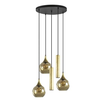 Полилей на кабел CALYPSO 2xGU10/60W/230V + 3xE27/60W черно/златисто