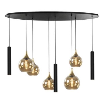 Полилей на кабел CALYPSO 3xGU10/60W/230V + 5xE27/60W черно/златисто