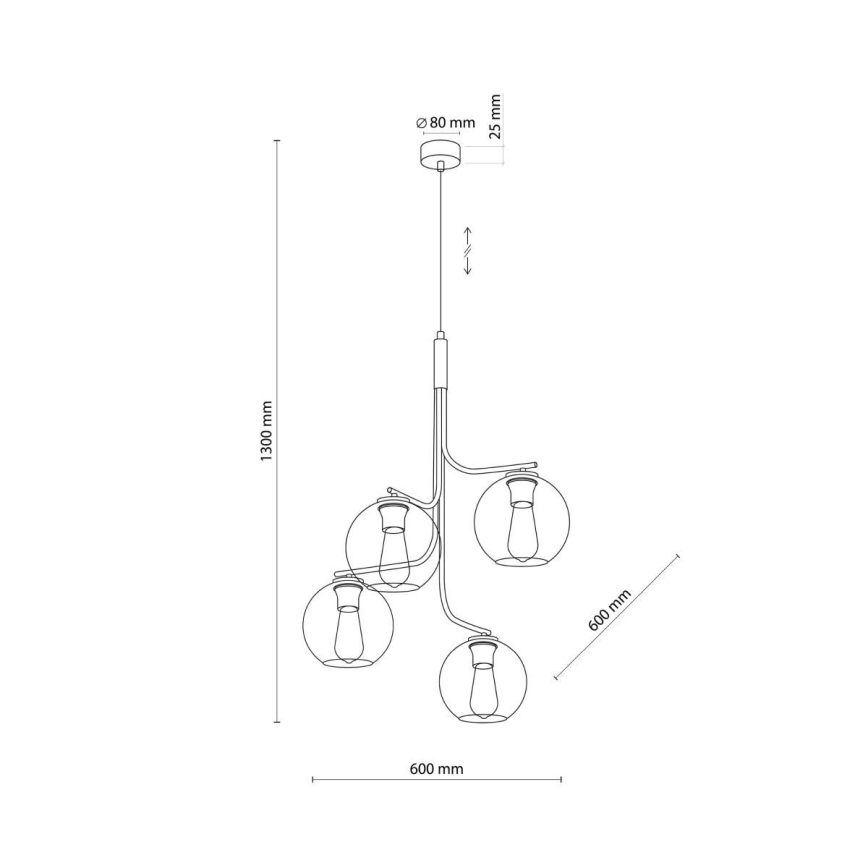 Полилей на кабел CESAR 4xE27/15W/230V черен/димно сив