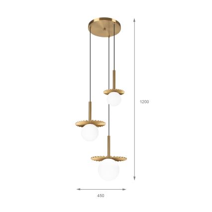 Полилей на кабел CHITA 3xG9/5W/230V златен