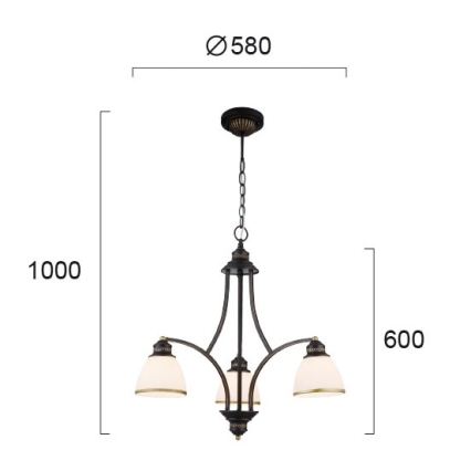 Полилей на кабел CLAIR 3xE27/60W/230V, Ø 58 см, бронзов