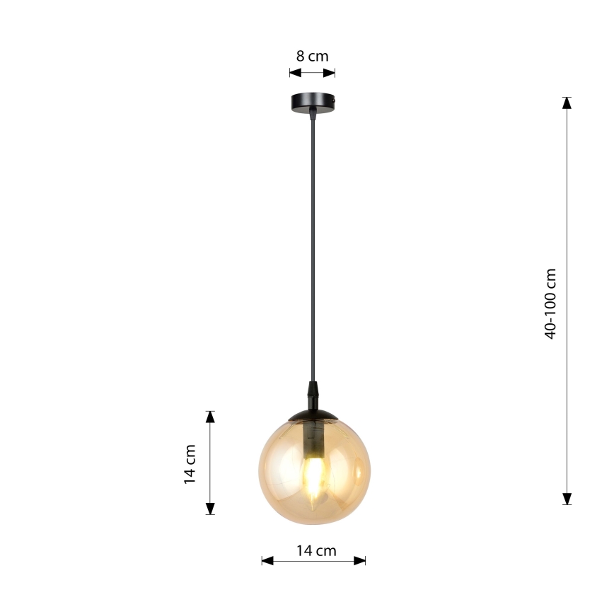 Полилей на кабел COSMO 1xE14/10W/230V с диаметър 14 см черен/димчато бежов