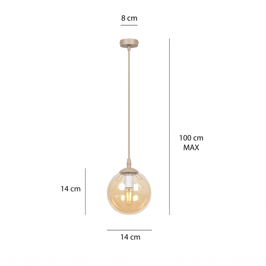 Полилей на кабел COSMO 1xE14/10W/230V Ø 14 см бежов/опушено бежово