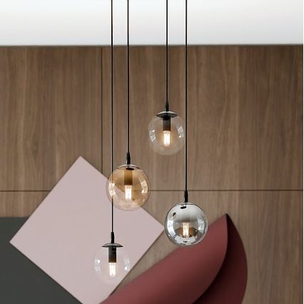 Полилей на кабел COSMO 4xE14/10W/230V Ø 40 см черен/прозрачен/димчато черен/бежов
