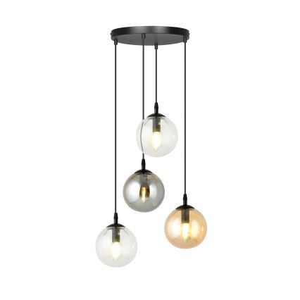 Полилей на кабел COSMO 4xE14/10W/230V Ø 40 см черен/прозрачен/димчато черен/бежов