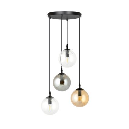 Полилей на кабел COSMO 4xE14/10W/230V Ø 40 см черен/прозрачен/димчато черен/бежов