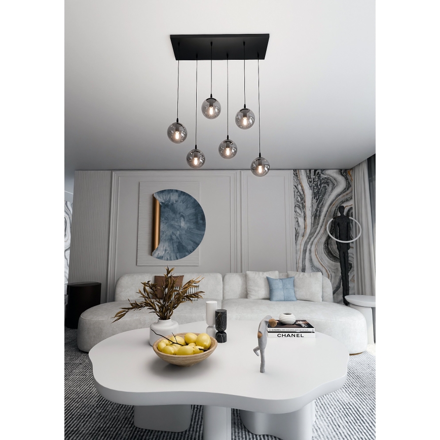 Полилей на кабел COSMO 6xE14/10W/230V черен/димно черен