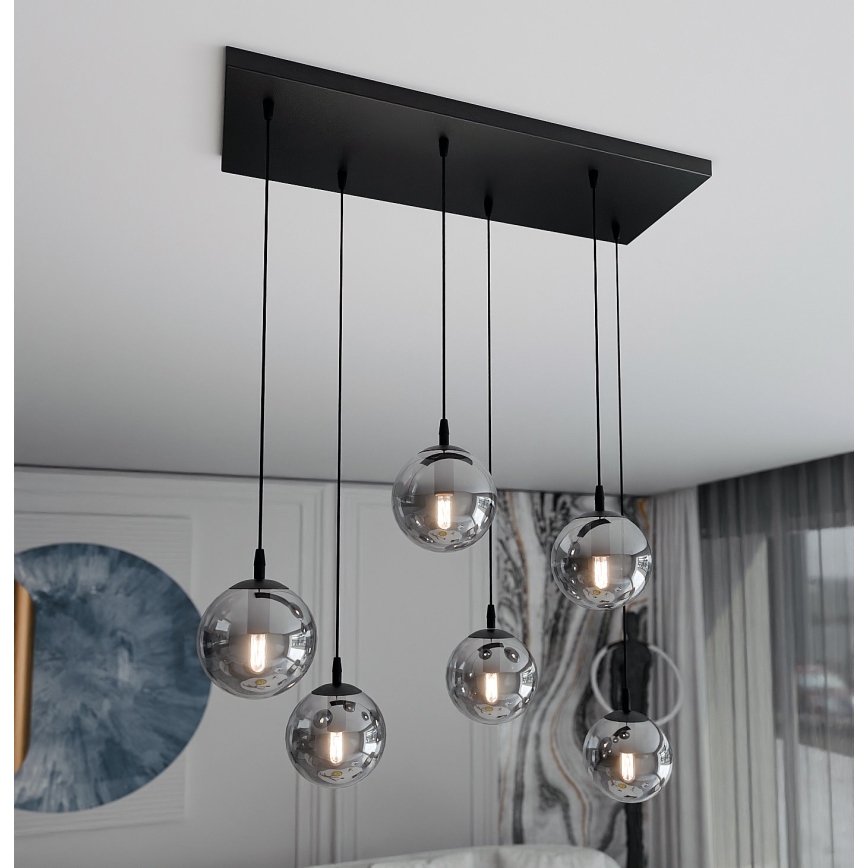 Полилей на кабел COSMO 6xE14/10W/230V черен/димно черен