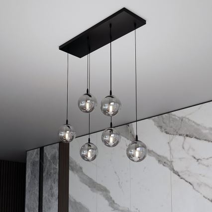 Полилей на кабел COSMO 6xE14/10W/230V черен/димно черен
