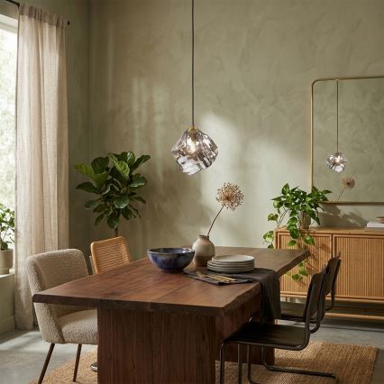 Полилей на кабел CRISTAL 1xE14/15W/230V месинг/димчато черен